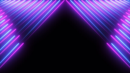 Abstract neon background with glowing blue and purple laser beams. Futuristic technology concept. - obrazy, fototapety, plakaty