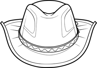 outline illustration of cowboy hat for coloring page