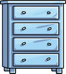Minimalistic dresser in a clean, comic style. Vibrant flat colors add a touch of playfulness to this simple vector artwork.