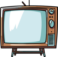 Minimalistic vector illustration of a flat-screen TV, featuring comic-style elements and simple flat colors.
