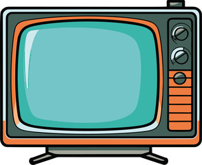 Minimalistic vector illustration of a flatscreen TV in a comic-style, featuring clean lines and simple flat colors.