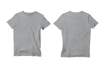 Heather Grey Unisex Crew Neck Short Sleeve T-Shirt Front and Back View Mockup Template