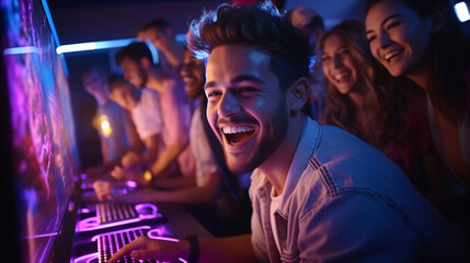 modern teamwork - man works on a computer