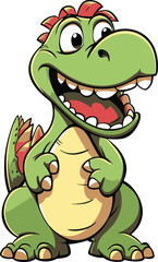 Vector illustration of a joyful cartoon dinosaur, radiating happiness.
