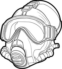 outline illustration of snorkel for coloring page