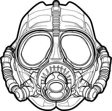 detailed gas mask outline clip art preview