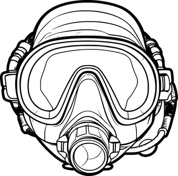 recommend clip art: outline illustration of snorkel for coloring page