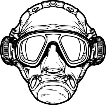 recommend clip art: outline illustration of snorkel for coloring page