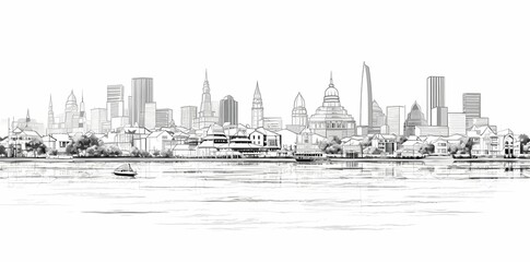 Fototapeta premium line drawing Bangkok City