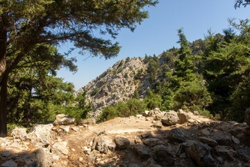 Fototapeta na wymiar Pyli ancient castro on top of Pyli hill, Kos island, Dodecanese, Greece