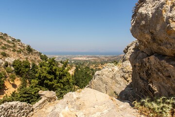 Pyli ancient castro on top of Pyli hill, Kos island, Dodecanese, Greece - obrazy, fototapety, plakaty