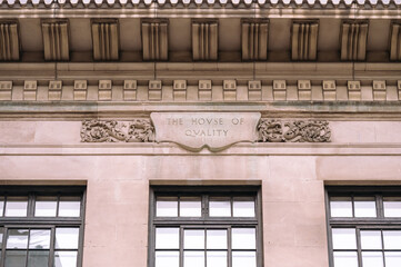 Architecture details of the colonial Fairweather heritage building in Yonge Street, Toronto, Canada
