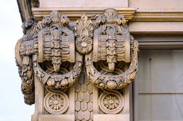 Stone decoration in the colonial St. Lawrence Hall in Toronto, Canada