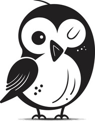 Cute black and white vector illustration of a cute cartoon owl.