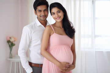 indian pregnant woman with husband - Powered by Adobe