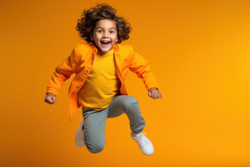happy indian little boy jumping in the air - obrazy, fototapety, plakaty