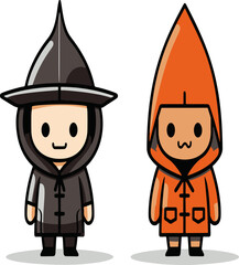 A minimalistic vector design capturing the essence of trick or treating.