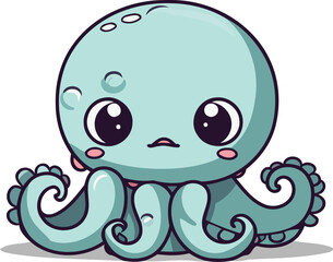 Octopus cartoon character design. Cute octopus vector illustration.