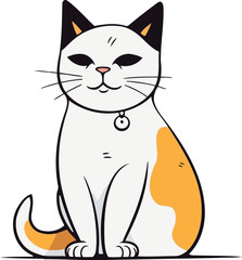 Cartoon cat isolated on white background. Vector illustration in flat style.