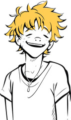 Portrait of a young man with yellow hair. Vector illustration.