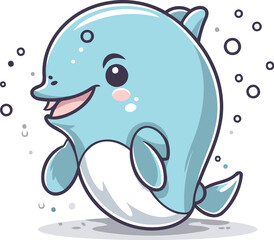 Cute whale character cartoon vector illustration. Cute whale mascot.