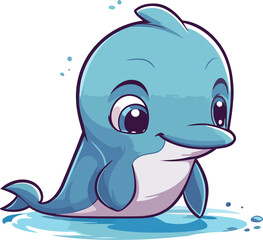 Cute cartoon dolphin isolated on white background. Vector illustration of a cute cartoon dolphin.