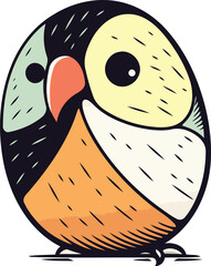 Hand drawn vector illustration of a cute little toucan. Isolated on white background.