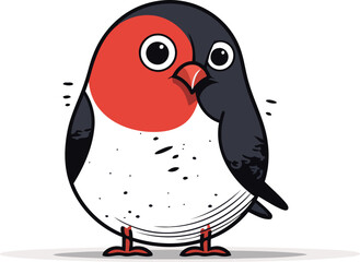 Bullfinch isolated on white background. Cute cartoon bird. Vector illustration.