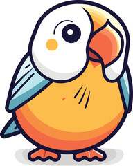 Cute cartoon parrot. Vector illustration. Isolated on white background.