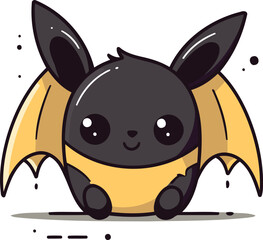 Cute cartoon bat. Vector illustration isolated on a white background.