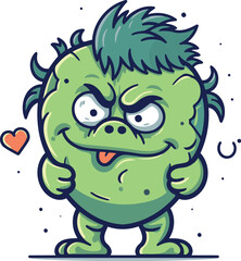 Zombie cartoon character. Halloween vector illustration. Cute monster.