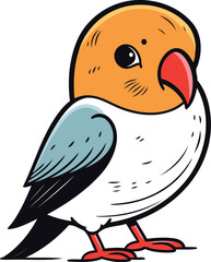Cute cartoon bird isolated on a white background. Vector illustration.