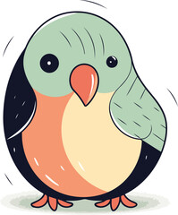 Cute cartoon parrot. Vector illustration isolated on white background.