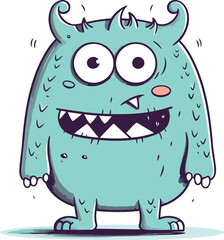 Funny cartoon monster. Vector illustration of a monster with emotions.