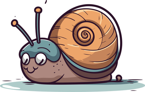 recommend clip art: Cute cartoon snail isolated on a white background. Vector illustration.
