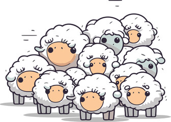 Sheep family   cute cartoon sheep vector illustration. Cute cartoon sheeps.