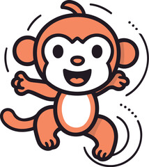 Cute cartoon monkey. Vector illustration isolated on a white background.