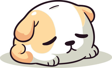 Cute dog sleeping on white background. Vector illustration in cartoon style.