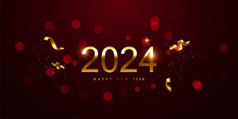 happy new year 2024 elegant font design Vector illustration