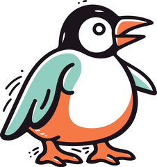 Cute cartoon penguin. Vector illustration isolated on white background.