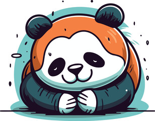 Cute cartoon panda bear. Vector illustration on white background.