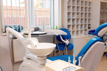 Modern dental office. Laboratory of dental prosthetics. Concept of stomatology and dentistry