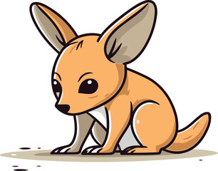 Cute kangaroo isolated on white background. Vector illustration.