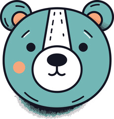 Cute cartoon bear face. Vector illustration. Isolated on white background.