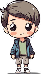Cute little boy wearing casual clothes. Vector cartoon character illustration.