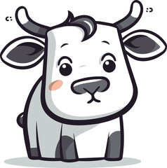 Cute cow character vector illustration. Cute cartoon cow character.