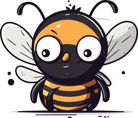 Cute cartoon bee. Vector illustration. Isolated on white background.