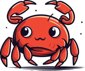 Crab cartoon character. Vector illustration of a cute red crab.