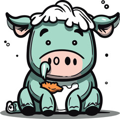 Cute cartoon cow isolated on a white background. Vector illustration.