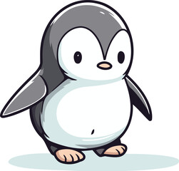 Cute penguin on white background. Vector illustration of cartoon penguin.